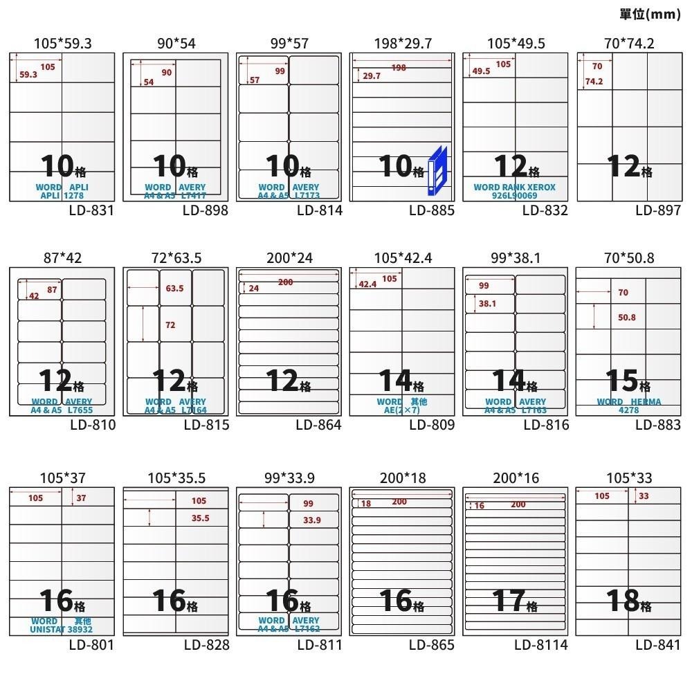 A4三用電腦標籤貼紙 淺藍色 B 20張/包-細節圖6