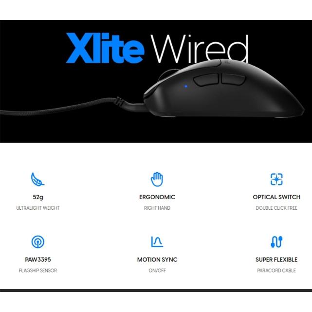 淺規則 Pulsar Xlite 有線滑鼠 黑色白色 (Size2) 右手人體工 電競滑鼠 傘繩線 PAW3395感測器-細節圖6