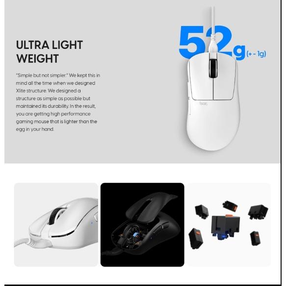 淺規則 Pulsar Xlite 有線滑鼠 黑色白色 (Size2) 右手人體工 電競滑鼠 傘繩線 PAW3395感測器-細節圖7