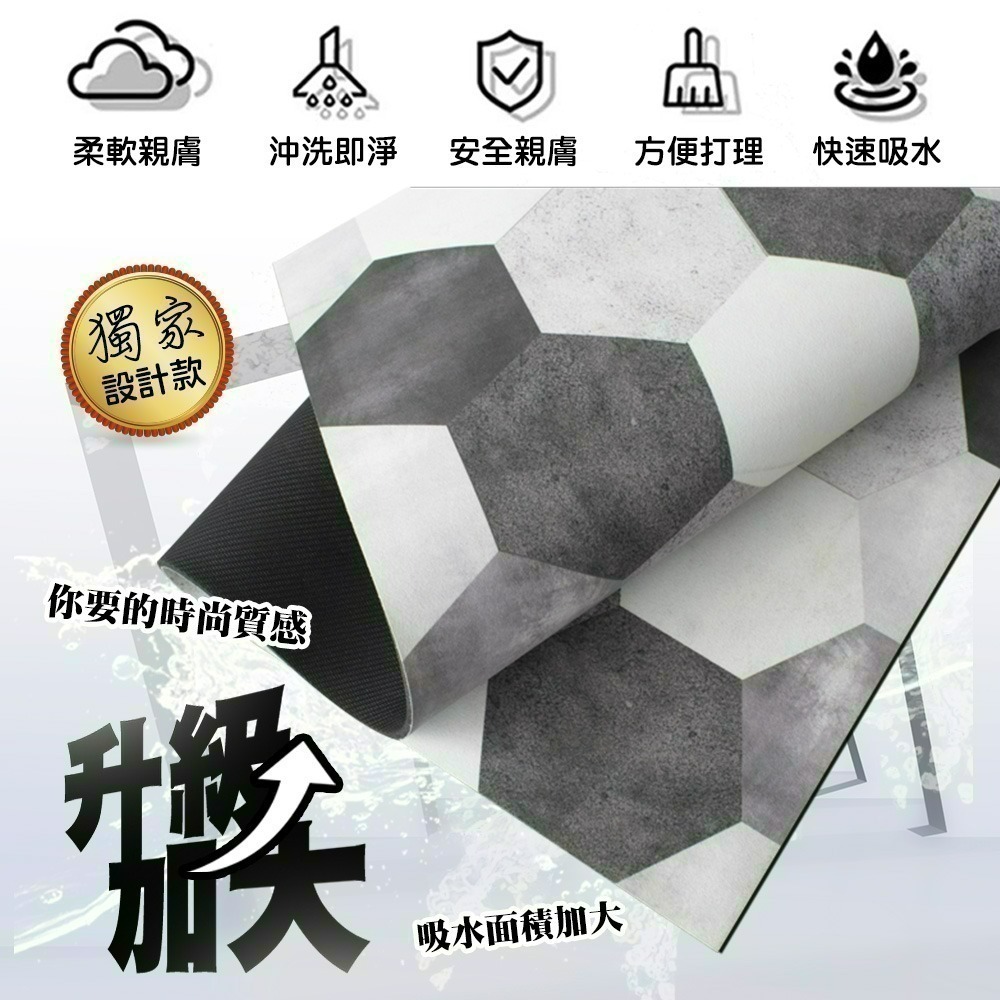 【限時購】【QIDINA】台灣獨家設計加大珪藻土吸水軟地墊50*80 / 廚房地墊矽藻土地墊 浴室地墊 吸水地墊地毯-細節圖5