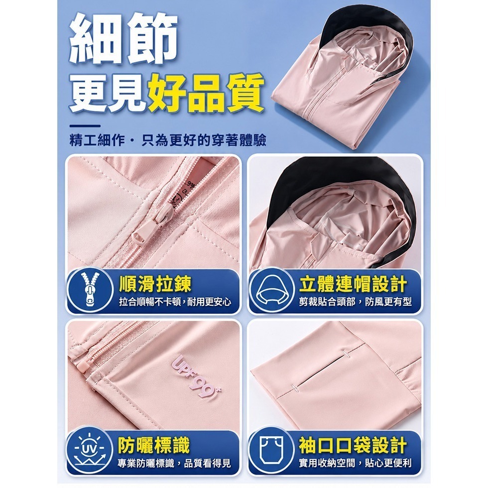 【QIDINA】超涼感冰絲輕薄不悶熱黑膠帽圍防曬外套-D / 防曬 遮陽 防曬外套 黑膠外套 外套 冰絲涼感-細節圖8