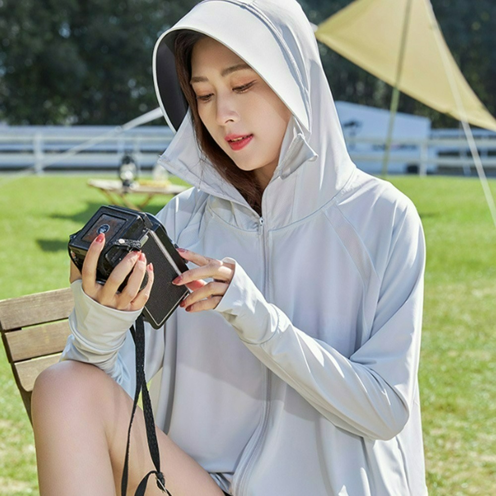 【QIDINA】親膚冰絲輕薄遮陽不悶熱透氣黑膠帽圍防曬外套-D / 黑膠外套 冰絲涼感 冰絲外套-規格圖7