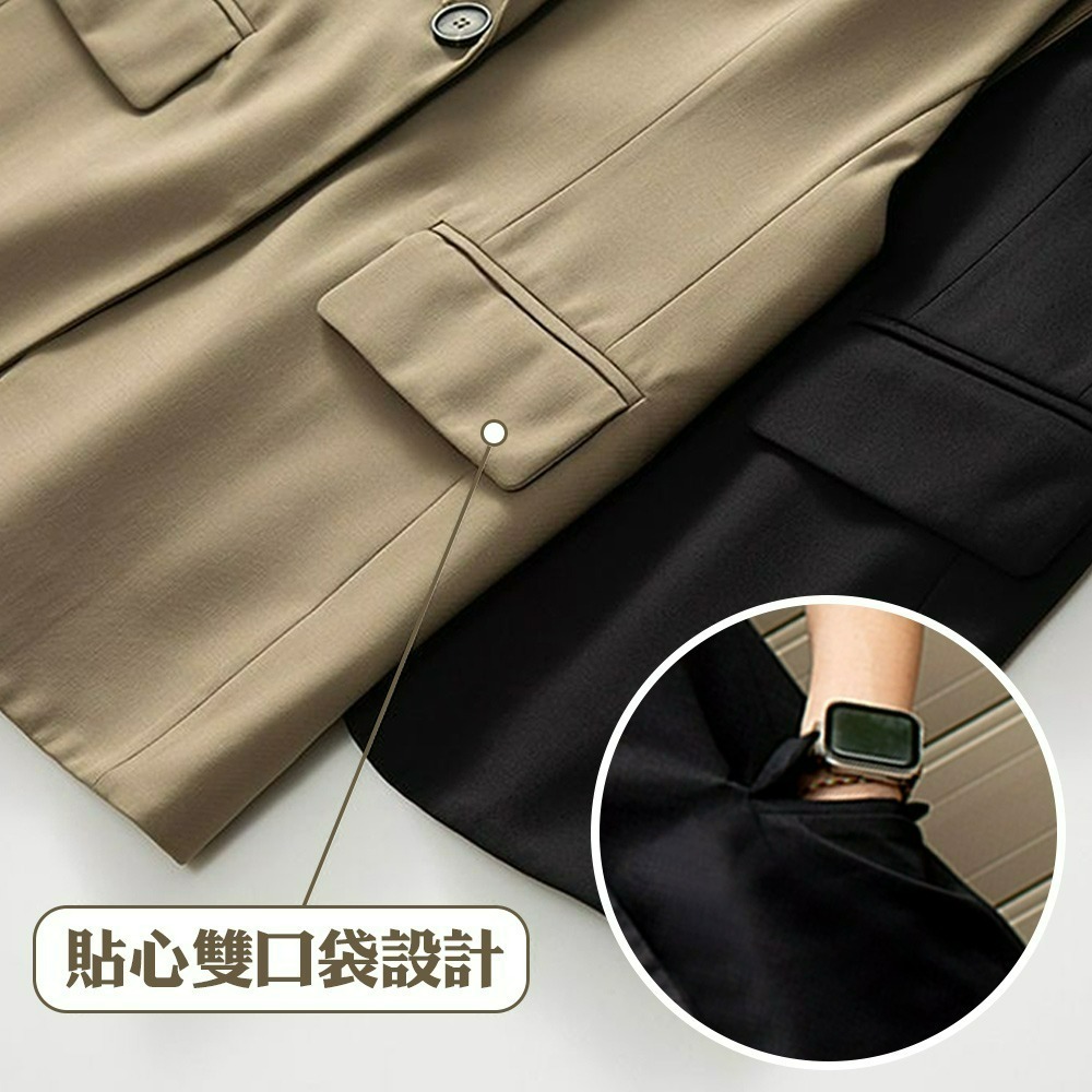 【QIDINA】四季百搭立體剪裁顯瘦西裝背心-B / 背心女 背心外套 外搭背心 長版背心 夾克 休閒背心 上衣女-細節圖6