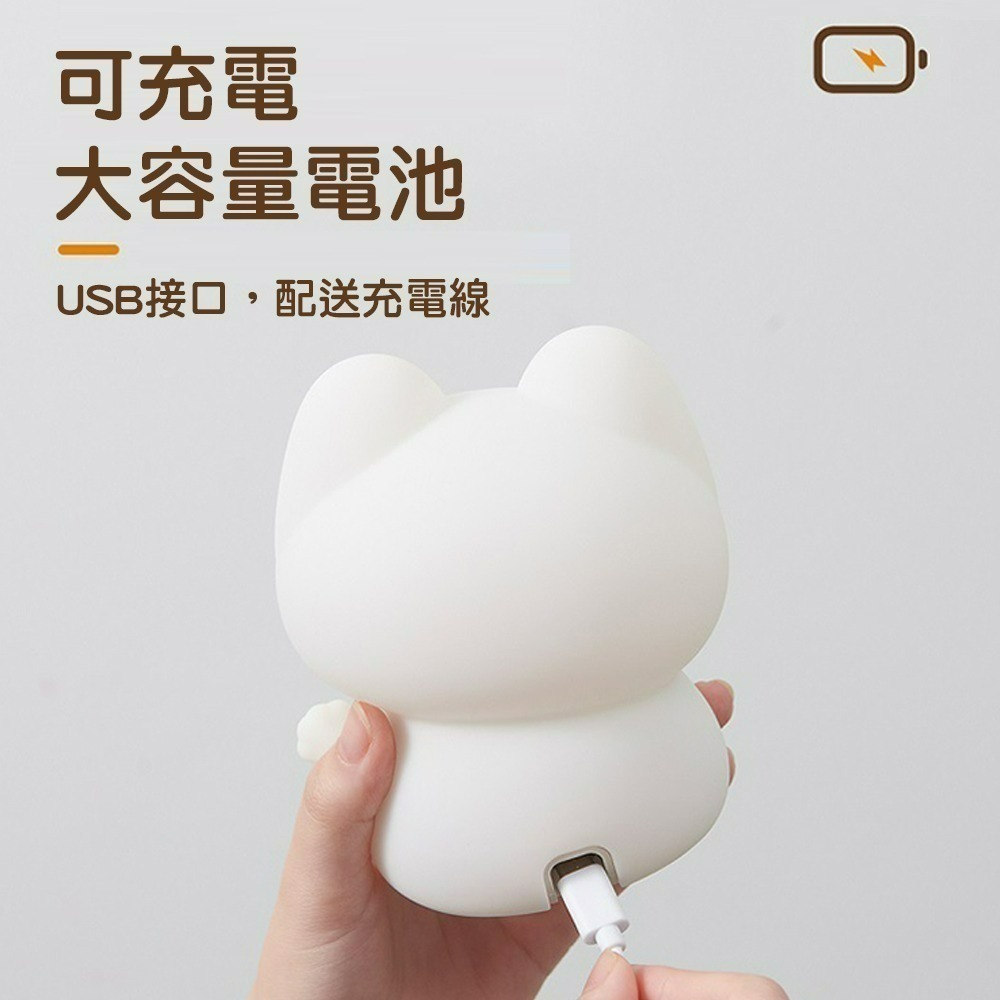 【7-ELEVEN 門市團購】【QIDINA】軟軟拍拍招財貓療癒小夜燈(捏捏拍拍亮燈)-D / 招財擺飾 療癒小物-細節圖6