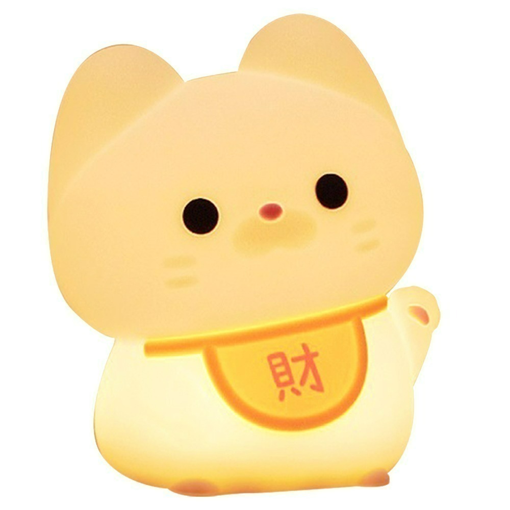 【限時購】【QIDINA】軟軟拍拍招財貓療癒小夜燈(捏捏拍拍亮燈)-D / 招財擺飾 療癒小物-細節圖8