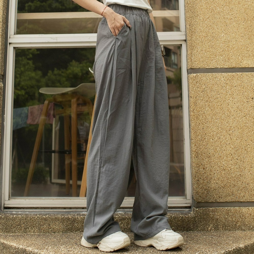 【QIDINA】顯瘦遮肉涼感透氣舒適闊腿褲裙 褲-D / 涼感褲 高腰褲 冰絲長褲 直筒褲 山本褲 顯瘦褲裙 寬褲-細節圖8