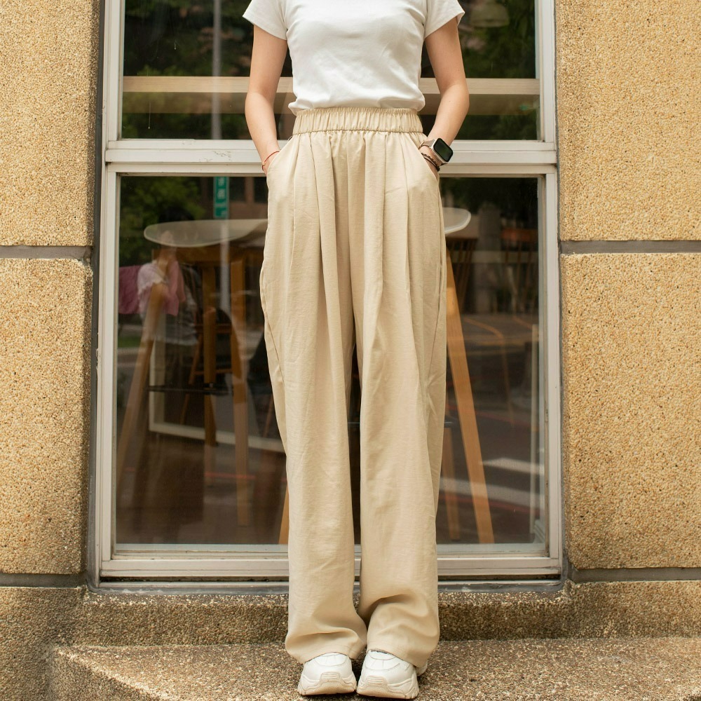 【QIDINA】顯瘦遮肉涼感透氣舒適闊腿褲裙 褲-D / 涼感褲 高腰褲 冰絲長褲 直筒褲 山本褲 顯瘦褲裙 寬褲-細節圖9