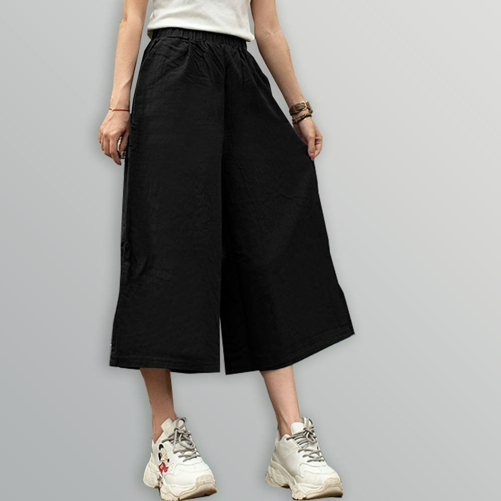 【QIDINA】日系七分透氣舒適亞麻寬褲-1PL / 長褲女 休閒褲 運動褲 褲子 九分寬褲 女寬褲 七分褲 冰絲長褲-細節圖11