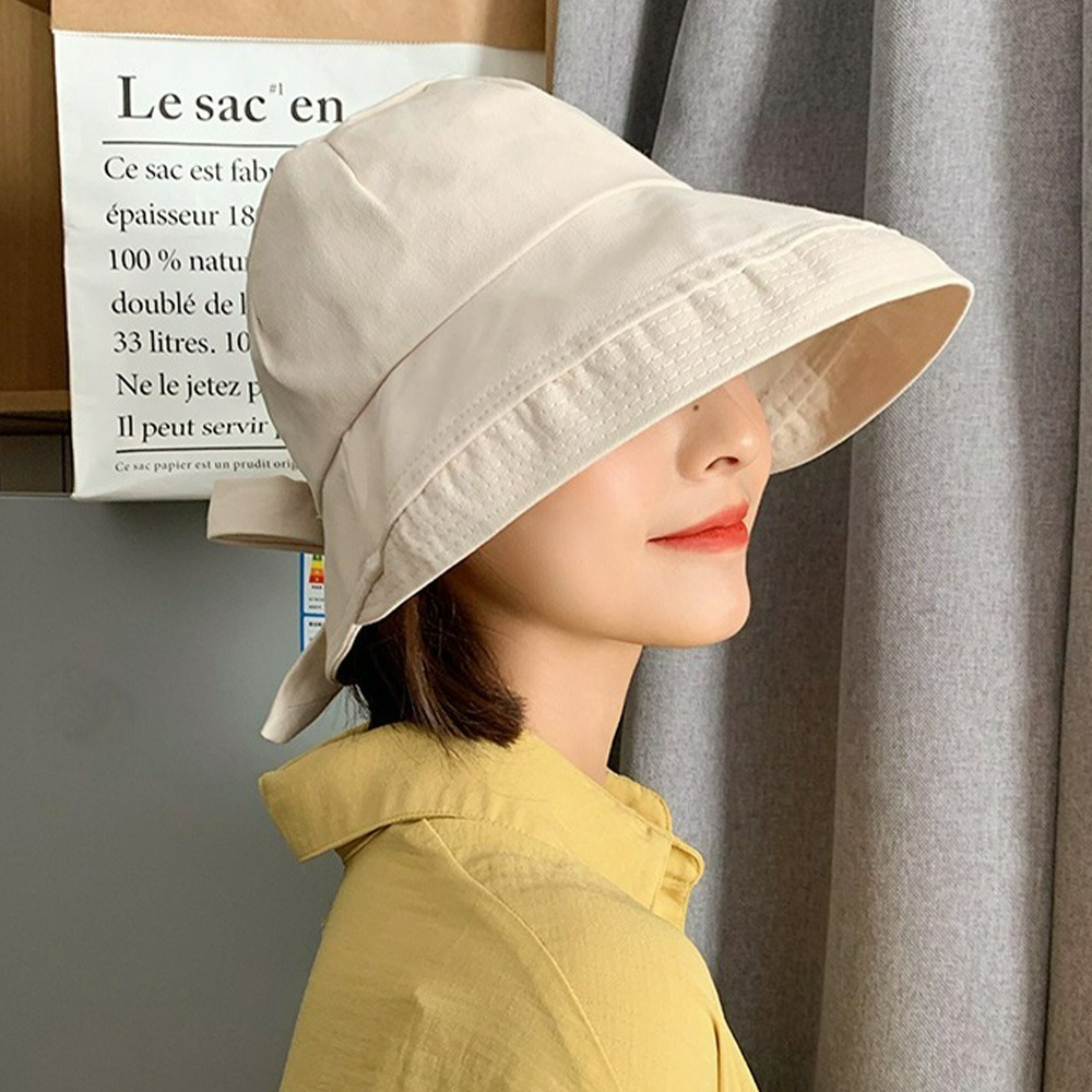 【QIDINA】韓版網紅遮臉蝴蝶結防曬小臉帽 漁夫帽-A / 遮陽 防曬帽 遮陽帽 日系帽 帽子 抗紫外線-細節圖6