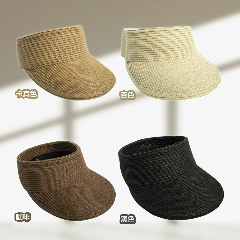 【QIDINA】時尚百搭韓版編織草編空頂遮陽帽-G / 漁夫帽 防曬 登山帽 抽繩帽 太陽帽 海灘帽 牛仔帽-細節圖7