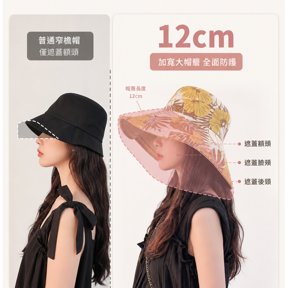 【QIDINA】時尚百搭雙面大帽簷漁夫帽-1HL / 遮陽帽 防曬帽 漁夫帽 帽子女 鴨舌漁夫帽 大帽簷 小臉帽-細節圖5