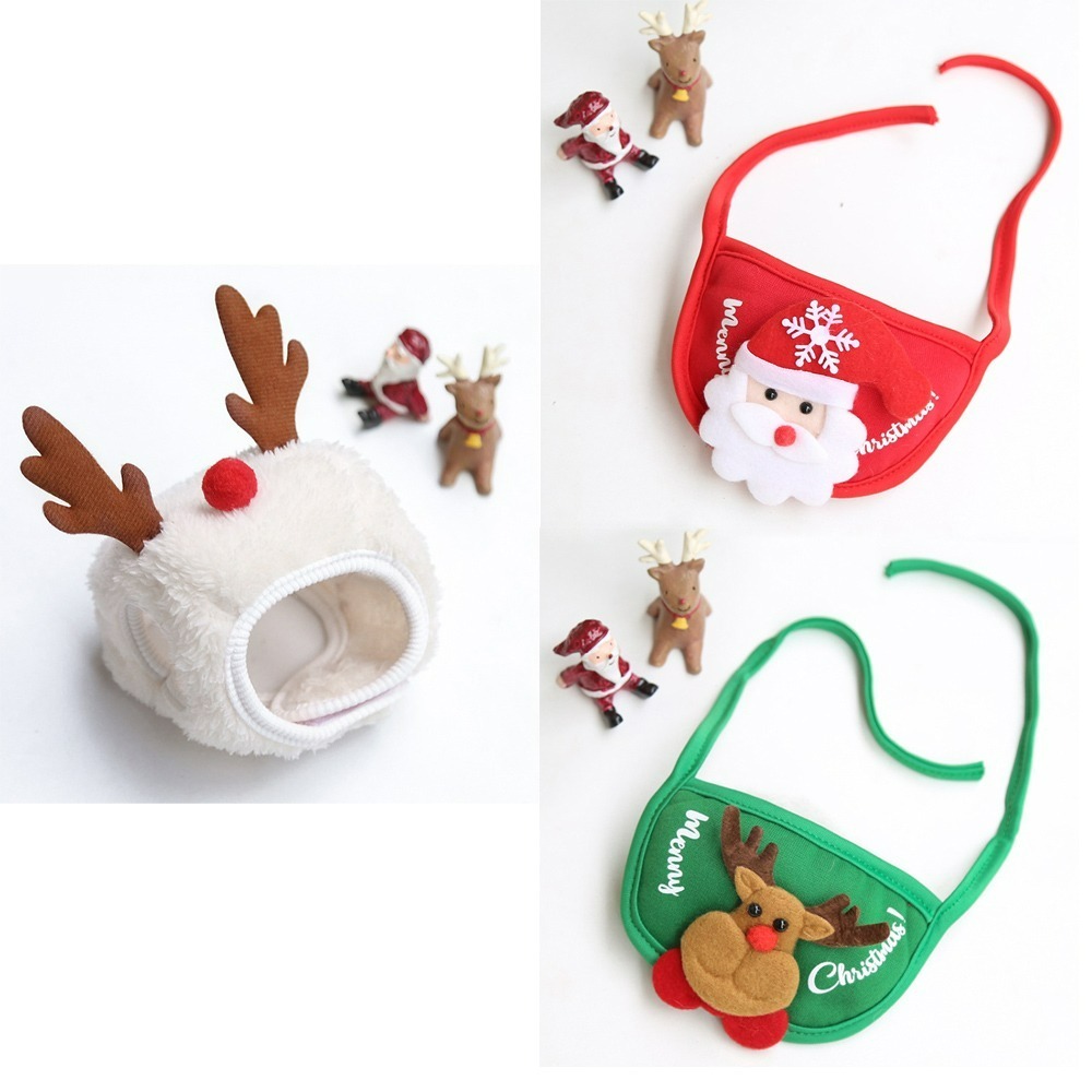 【QIDINA】聖誕寵物貓狗可愛口水巾雪人麋鹿帽 寵物配件-B / 貓咪衣服 貓衣服 寵物服飾 寵物衣服 狗狗衣服-細節圖5