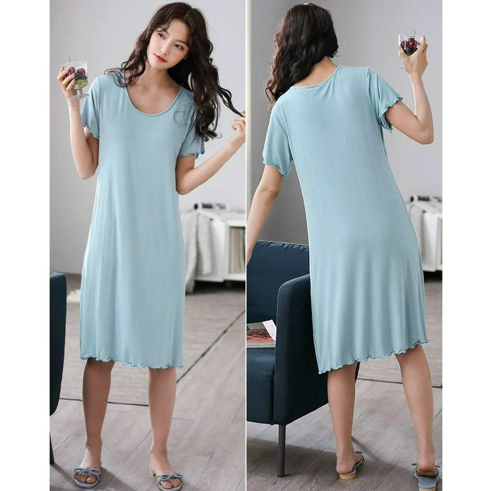 【QIDINA】莫代爾親膚帶罩杯彈性舒適連身裙-F / 莫代爾洋裝 棉質洋裝 涼感 冰絲 居家衣 睡衣 夏季裙-細節圖6