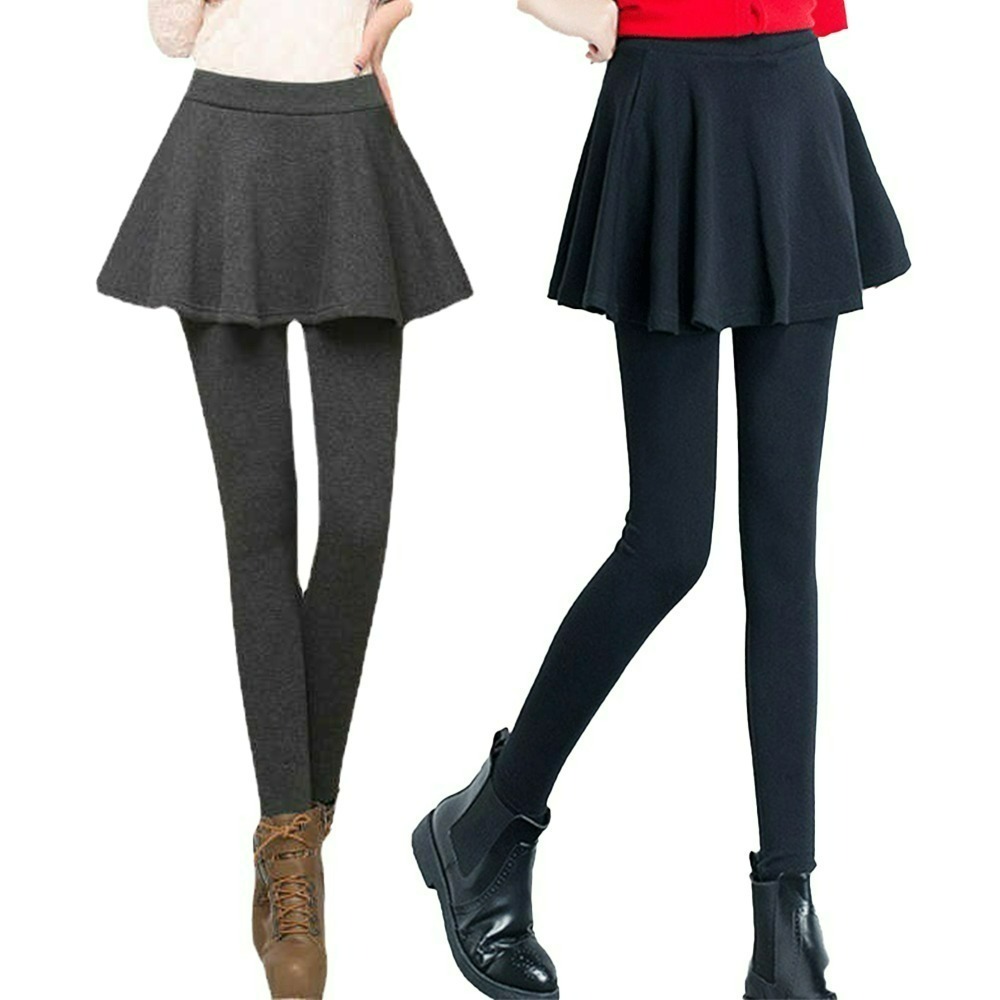 【QIDINA】質感加厚顯瘦百搭假長版傘擺遮屁裙-J / 打底裙 內搭裙 假兩件 褲裙-細節圖7