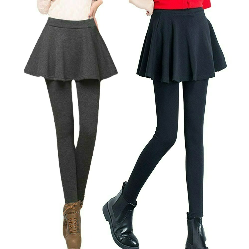 【QIDINA】質感加厚顯瘦百搭假長版傘擺遮屁裙-J / 打底裙 內搭裙 假兩件 褲裙-細節圖7