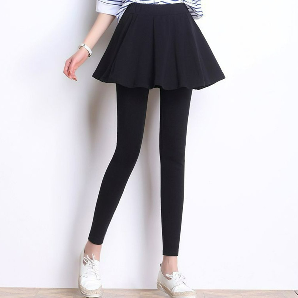 【QIDINA】質感加厚顯瘦百搭假長版傘擺遮屁裙-J / 打底裙 內搭裙 假兩件 褲裙-規格圖7