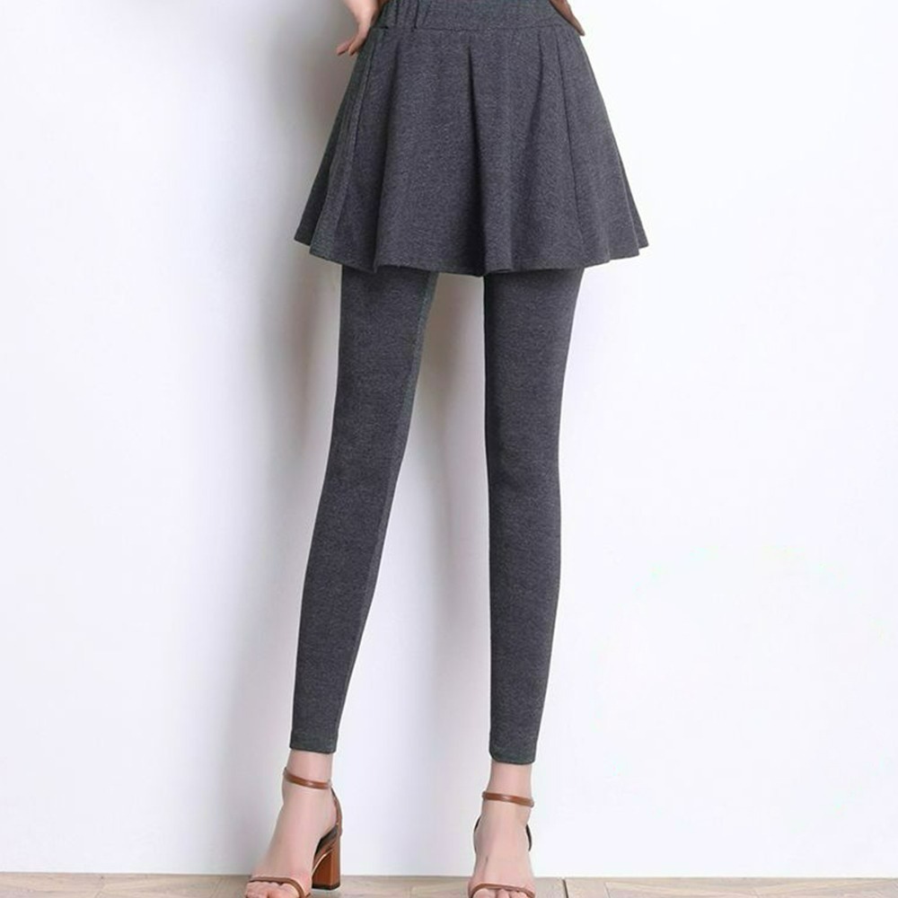 【QIDINA】質感加厚顯瘦百搭假長版傘擺遮屁裙-J / 打底裙 內搭裙 假兩件 褲裙-規格圖7