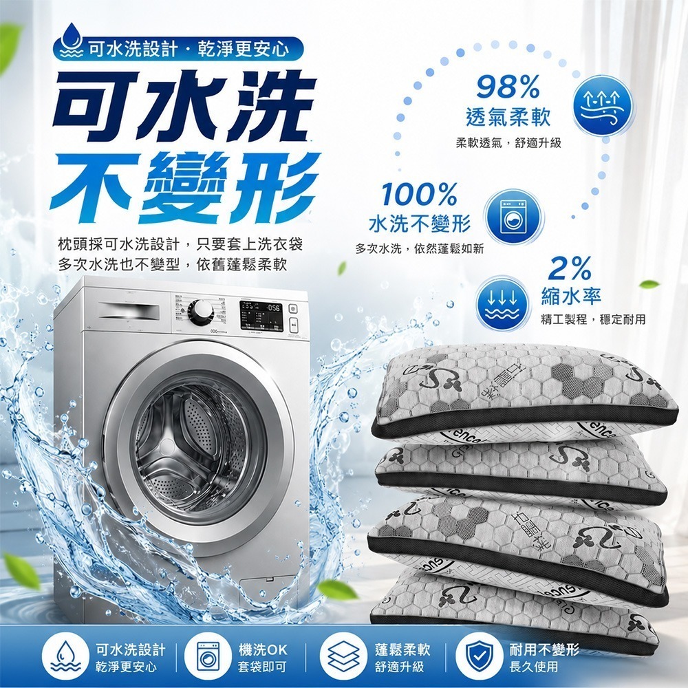 【QIDINA】MIT頂級破千熱銷專利石墨烯可水洗獨立筒枕頭飯店枕頭 SUD-J-細節圖7