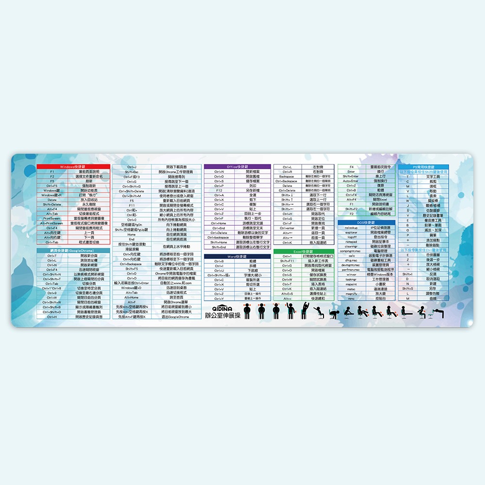 【QIDINA】繁中軟體快捷鍵滑鼠桌墊 / 滑鼠墊 大滑鼠墊 滑鼠桌墊 快捷鍵桌墊 餐墊 辦公用品-規格圖7
