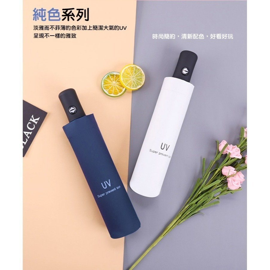【QIDINA】質感抗UV摺疊自動傘 / 黑膠 防曬 安全 降溫黑膠8骨 雨具 雨傘 陽傘 遮陽傘 伸縮傘 摺疊傘-細節圖3