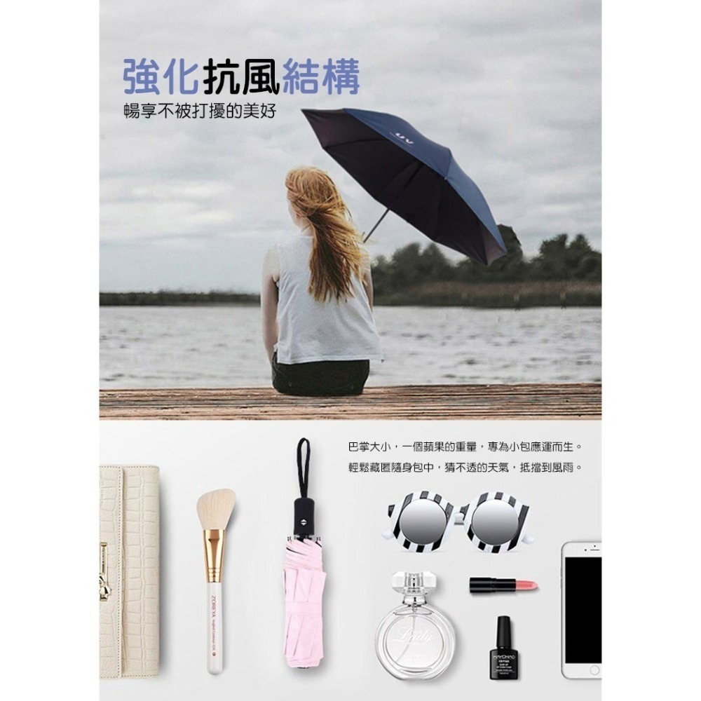 【QIDINA】質感抗UV摺疊自動傘 / 黑膠 防曬 安全 降溫黑膠8骨 雨具 雨傘 陽傘 遮陽傘 伸縮傘 摺疊傘-細節圖4