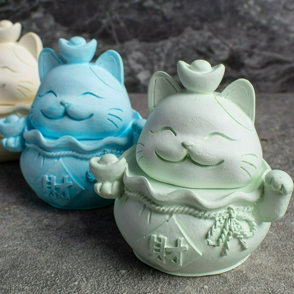 【QIDINA】MIT五行開運貓除濕防霉珪藻土香氛-贈香氛精油 / 招財貓 招財擺飾  開運 入宅擺件 防潮 除濕 風水-細節圖9