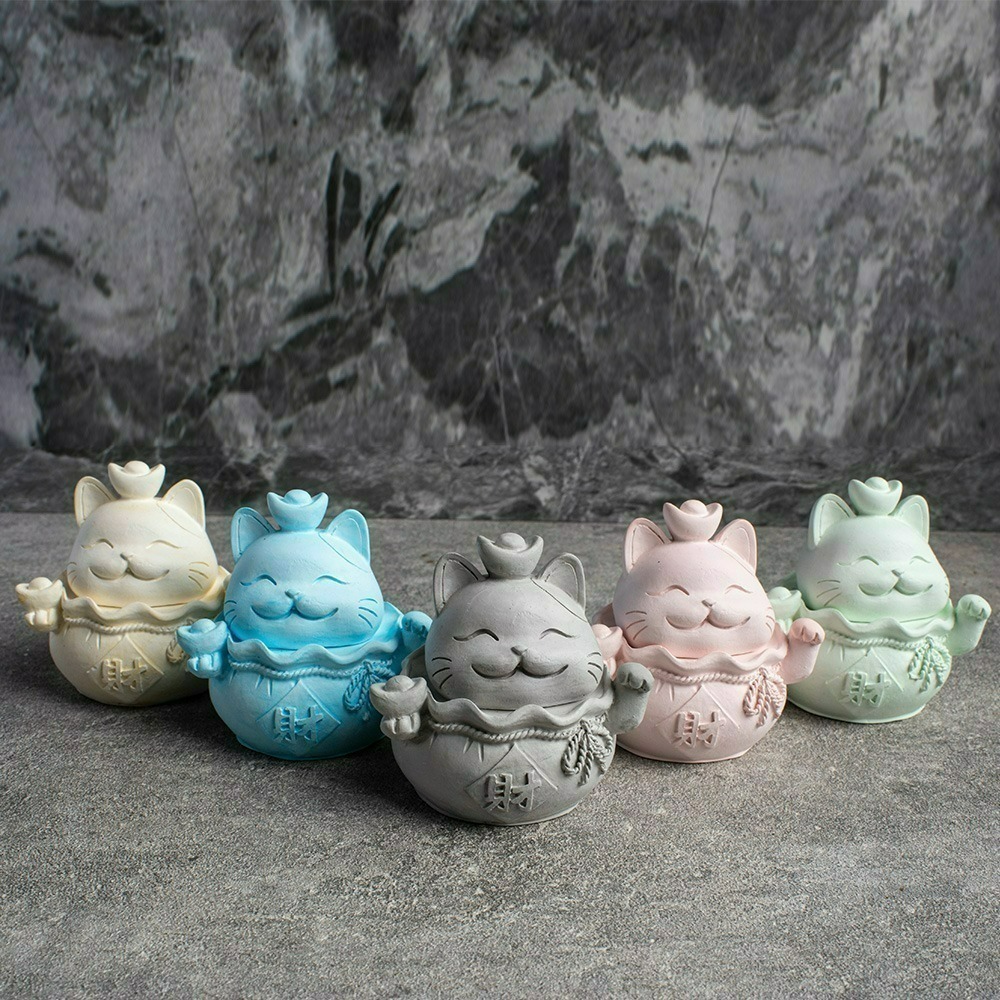 【QIDINA】MIT五行開運貓除濕防霉珪藻土香氛-贈香氛精油 / 招財貓 招財擺飾  開運 入宅擺件 防潮 除濕 風水-細節圖10