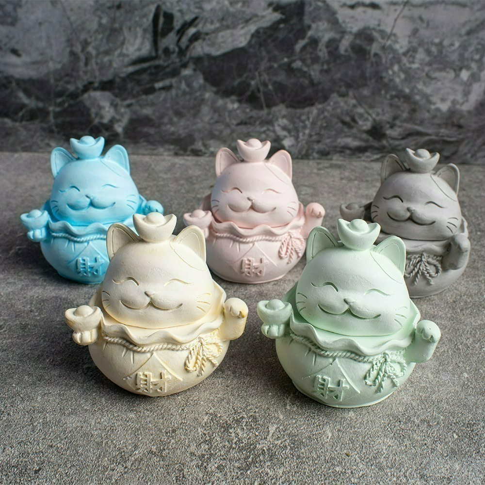 【QIDINA】MIT五行開運貓除濕防霉珪藻土香氛-贈香氛精油 / 招財貓 招財擺飾  開運 入宅擺件 防潮 除濕 風水-細節圖7