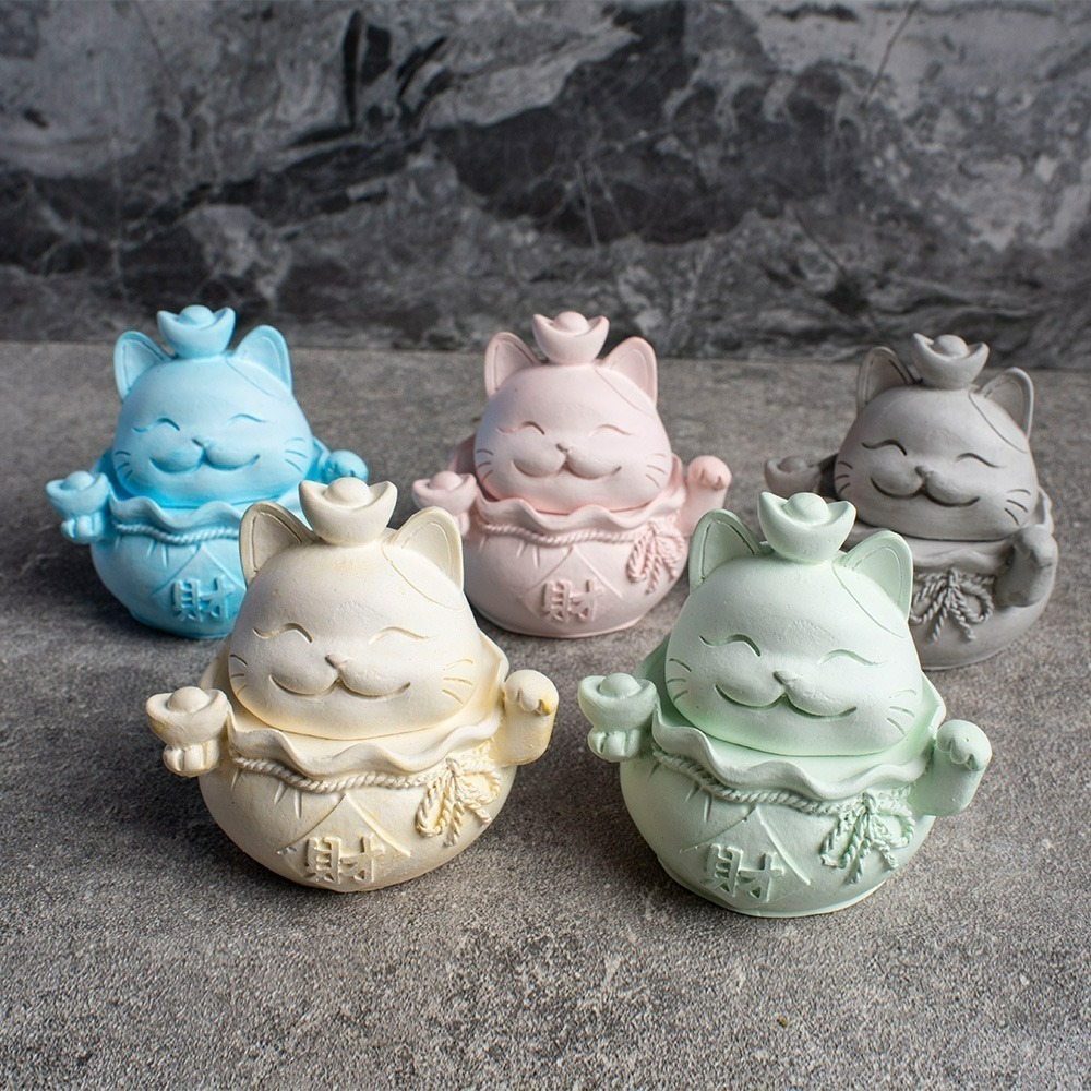 【QIDINA】MIT五行開運貓除濕防霉珪藻土香氛-贈香氛精油 / 招財貓 招財擺飾  開運 入宅擺件 防潮 除濕 風水-規格圖10