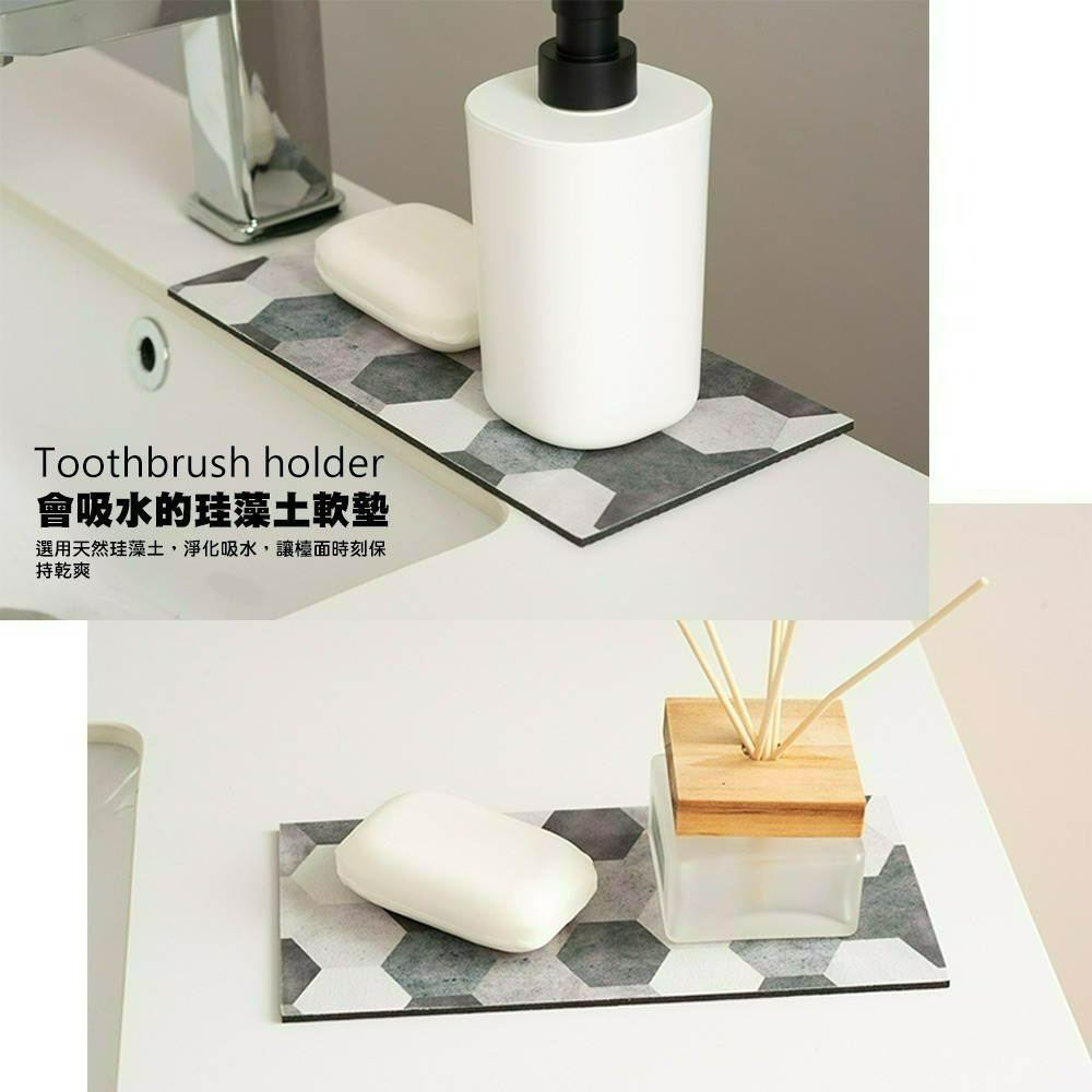 【QIDINA】SGS設計款質感加厚硅藻土吸水墊25x12cm / 水墊 硅藻土 珪藻土 杯墊 廚房臺面吸水墊 水杯墊-細節圖5