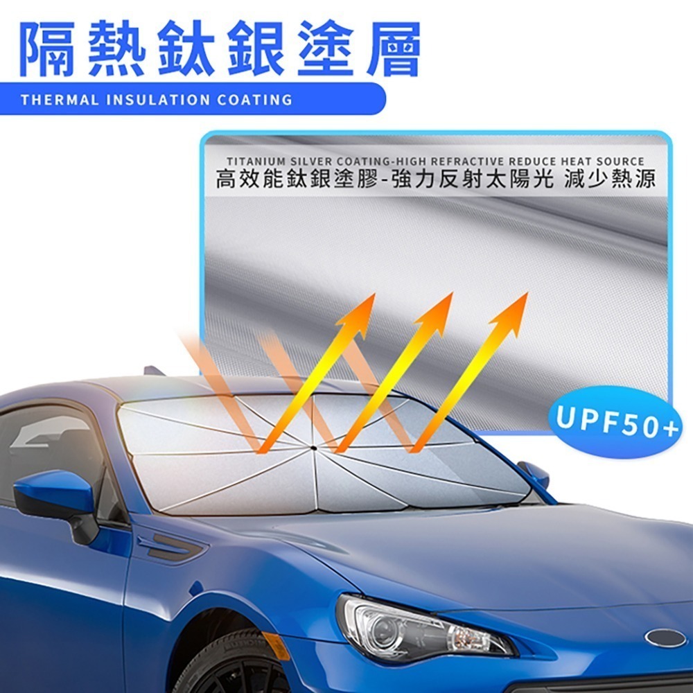 【QIDINA】車用降溫防曬輕巧省空間折疊遮陽傘-E / 車用遮陽傘 汽車遮陽簾 汽車隔熱 前檔遮陽板 車用遮陽板-細節圖4