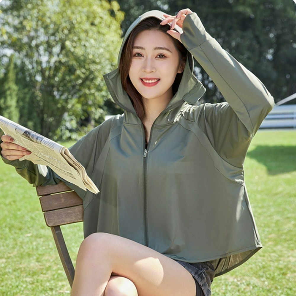 【QIDINA】親膚冰絲輕薄遮陽不悶熱透氣黑膠帽圍防曬外套-D-規格圖7