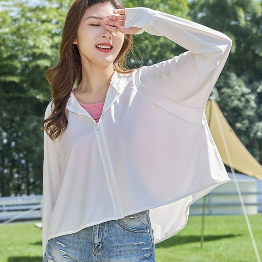 【QIDINA】親膚冰絲輕薄遮陽不悶熱透氣黑膠帽圍防曬外套-D-規格圖7