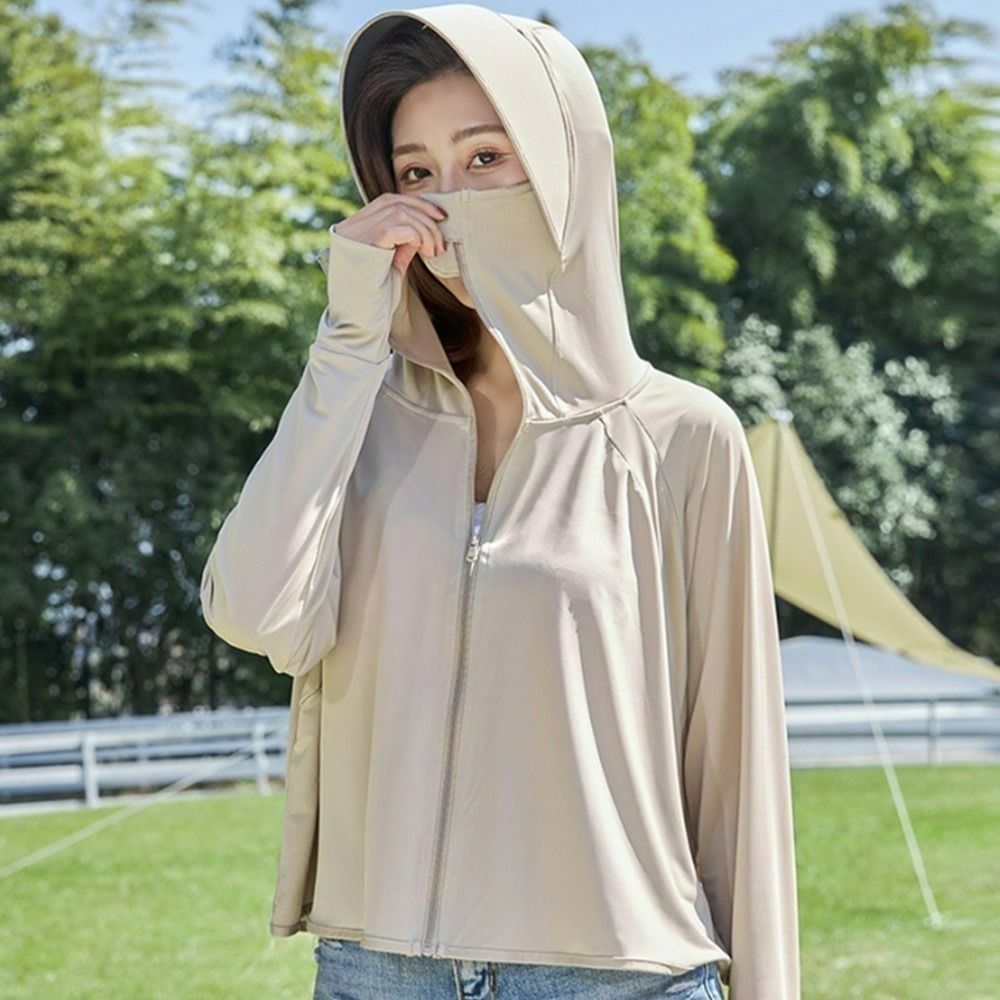 【QIDINA】親膚冰絲輕薄遮陽不悶熱透氣黑膠帽圍防曬外套-D-規格圖7