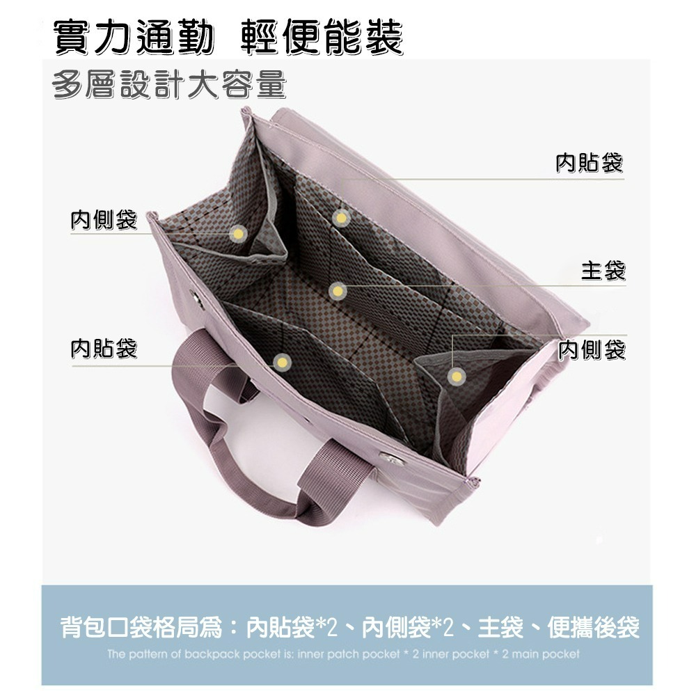 【QIDINA】日系時尚質感多夾層手提斜背包-D / 包包 手提包 帆布包 媽媽包 側背包女 斜背包女 單肩包 尼龍包-細節圖4