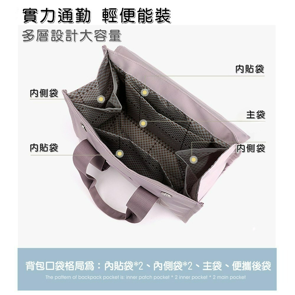 【QIDINA】日系時尚質感多夾層手提斜背包-D / 包包 手提包 帆布包 媽媽包 側背包女 斜背包女 單肩包 尼龍包-細節圖4