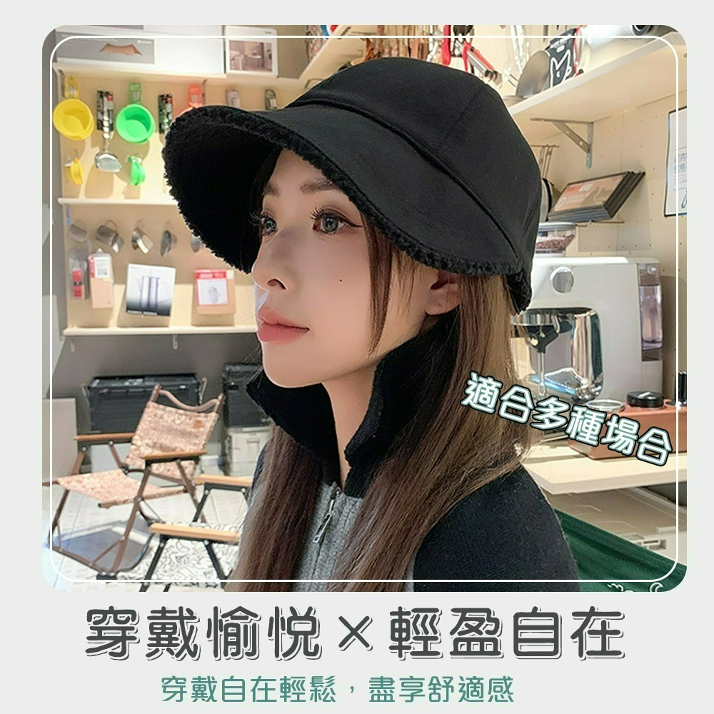 【QIDINA】時尚羊羔絨保暖雙面可戴鴨舌帽-U / 冬天帽子 遮陽帽 防曬帽 棒球帽 運動帽 帽子女 鴨舌漁夫帽 防曬-細節圖5