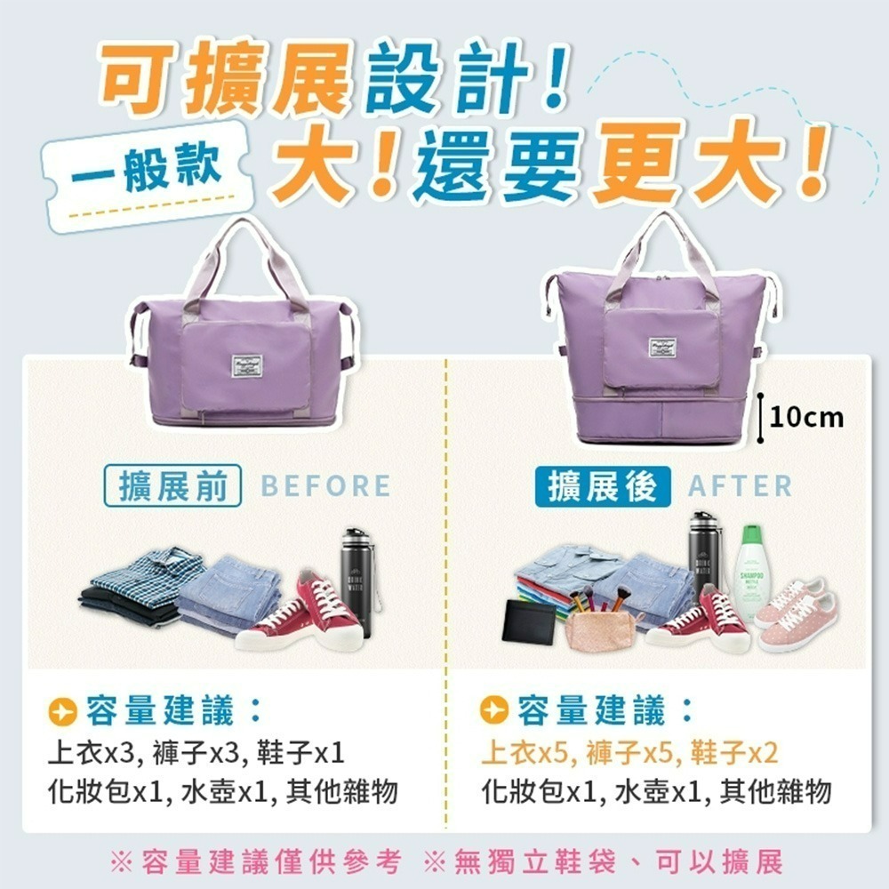 【QIDINA】大容量可收納可加大多功能旅行袋-B / 單肩包 收納包 側背包包女 斜背包女 手提包 行李包 旅行包-細節圖3