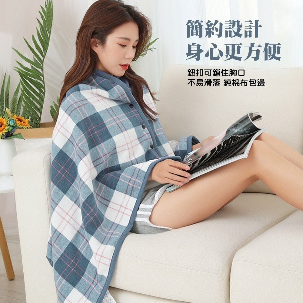 【QIDINA】冬季加絨保暖柔軟披肩毯可收納 / 簡約懶人毯 蓋毯 披肩 毯子 保暖毯 午睡毯 空調毯-細節圖5