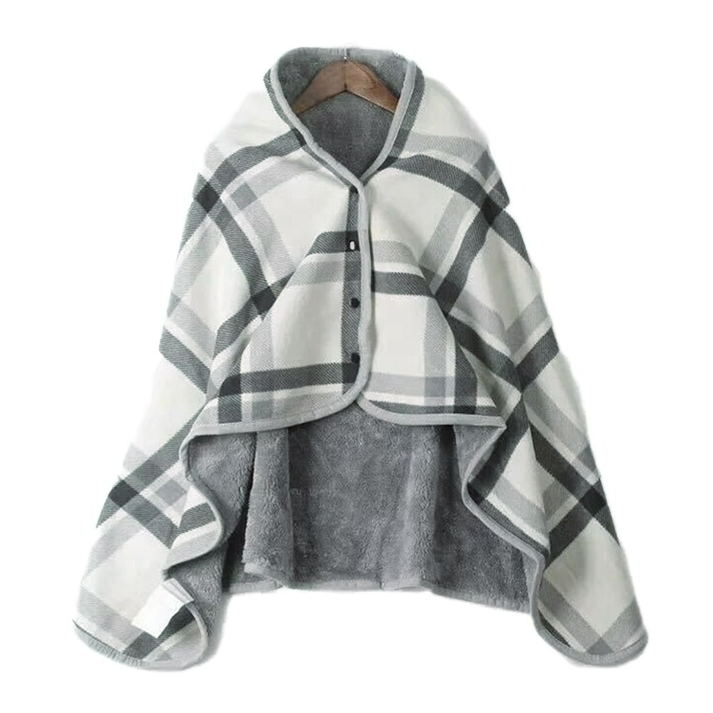 【QIDINA】冬季加絨保暖柔軟披肩毯可收納 / 簡約懶人毯 蓋毯 披肩 毯子 保暖毯 午睡毯 空調毯-規格圖6