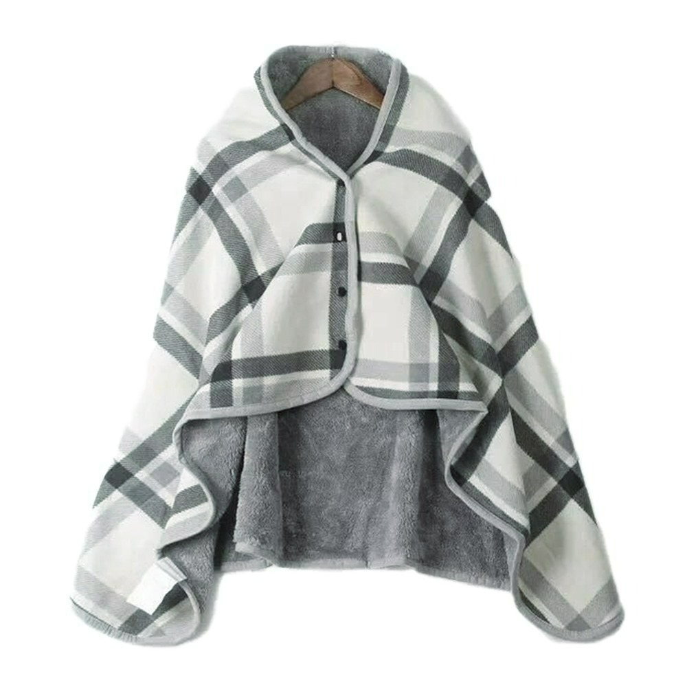 【QIDINA】冬季加絨保暖柔軟披肩毯可收納 / 簡約懶人毯 蓋毯 披肩 毯子 保暖毯 午睡毯 空調毯-規格圖6