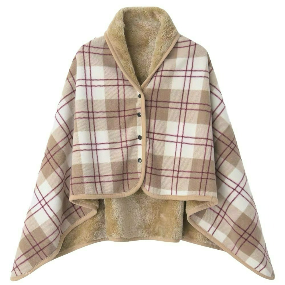 【QIDINA】冬季加絨保暖柔軟披肩毯可收納 / 簡約懶人毯 蓋毯 披肩 毯子 保暖毯 午睡毯 空調毯-規格圖6