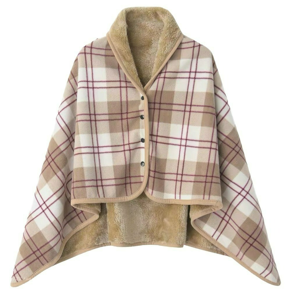 【QIDINA】冬季加絨保暖柔軟披肩毯可收納 / 簡約懶人毯 蓋毯 披肩 毯子 保暖毯 午睡毯 空調毯-規格圖6