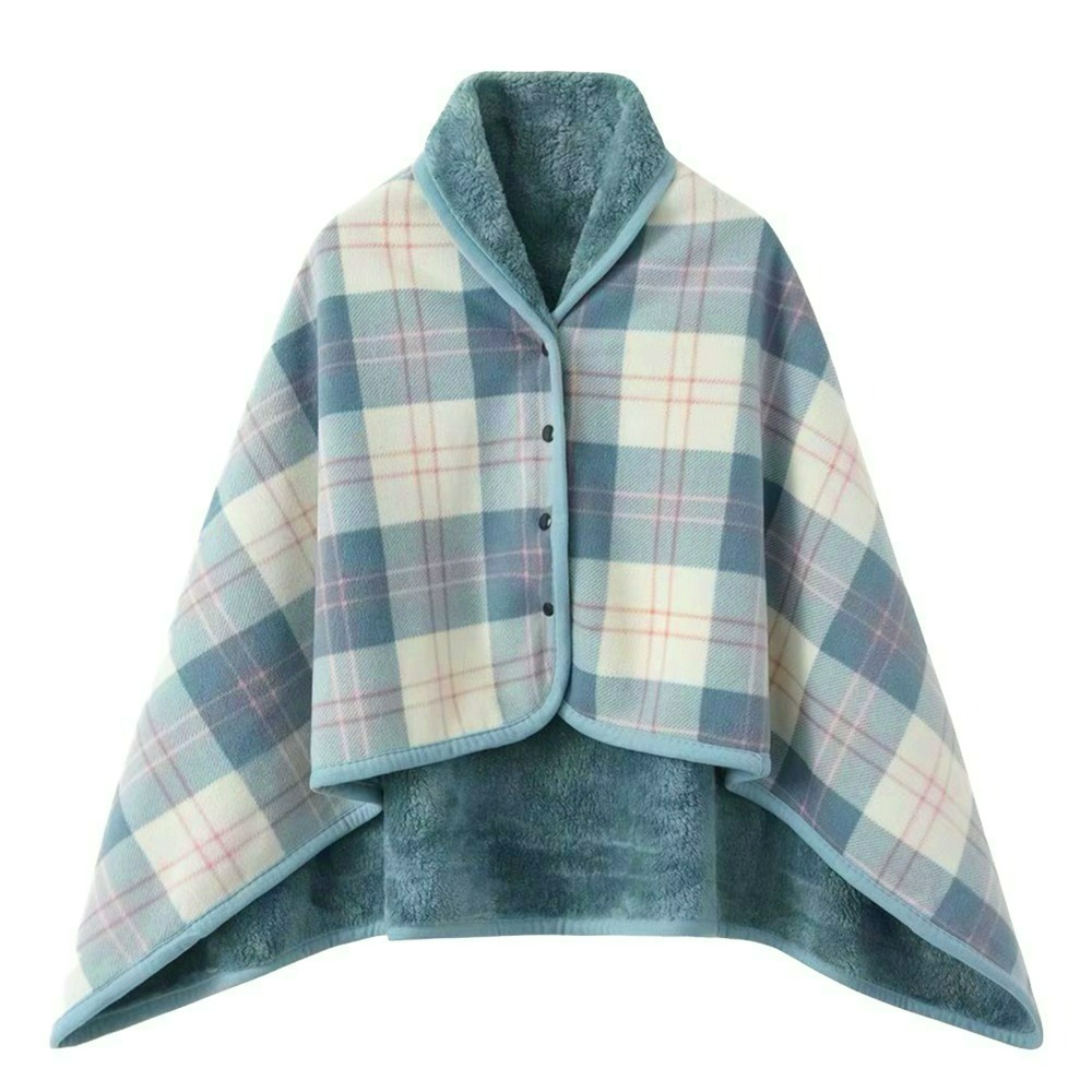 【QIDINA】冬季加絨保暖柔軟披肩毯可收納 / 簡約懶人毯 蓋毯 披肩 毯子 保暖毯 午睡毯 空調毯-規格圖6