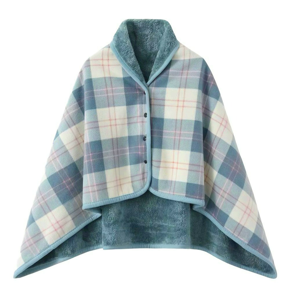 【QIDINA】冬季加絨保暖柔軟披肩毯可收納 / 簡約懶人毯 蓋毯 披肩 毯子 保暖毯 午睡毯 空調毯-規格圖6