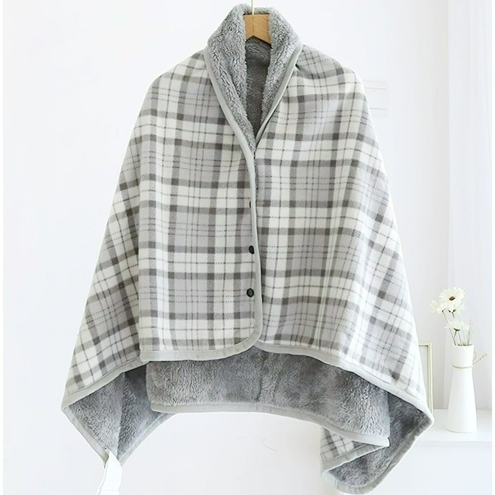 【QIDINA】冬季加絨保暖柔軟披肩毯可收納 / 簡約懶人毯 蓋毯 披肩 毯子 保暖毯 午睡毯 空調毯-規格圖6