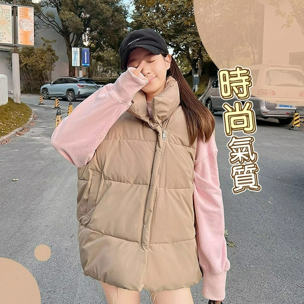 【QIDINA】秋冬必備百搭日系保暖厚羽絨背心-C / 馬甲 鋪棉外套 保暖外套 鋪棉背心 秋冬背心 背心女-細節圖5