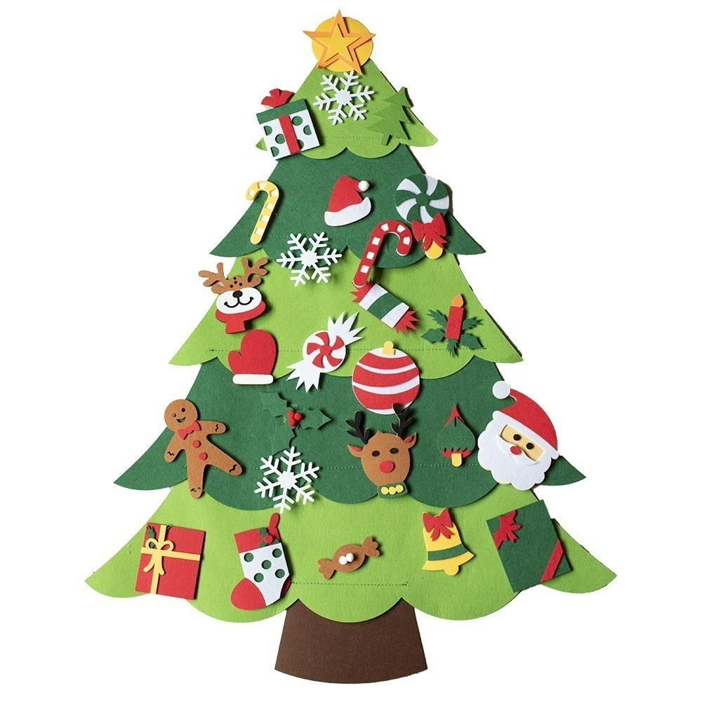 【QIDINA】兒童DIY毛氈布掛牆聖誕樹(不含燈泡) / 聖誕禮物 兒童禮物 交換禮物 美術作業 聖誕節佈置-規格圖6