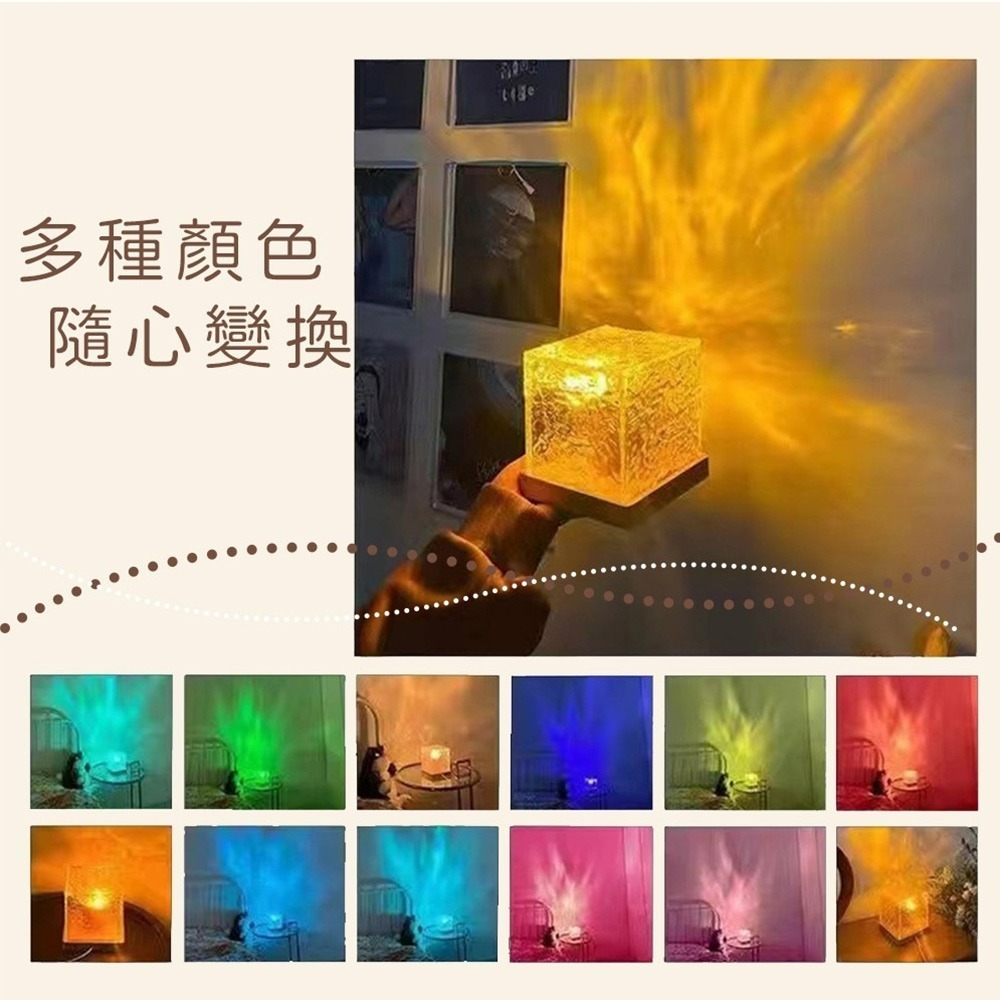 【QIDINA】極光多色動態水波紋燈-G / 交換禮物 聖誕節禮物 露營燈 小夜燈 投影燈 送禮 生日禮物 星空燈-細節圖3