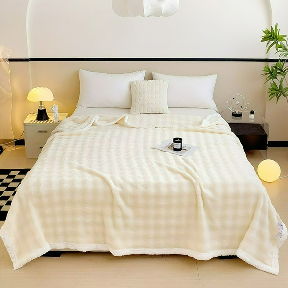 【QIDINA】仿兔毛超柔軟親膚保暖啵啵絨毯 棉被-B / 冬被 厚棉被 被子 蓋毯 毛毯 沙發毯 簡約懶人毯 披肩-規格圖6